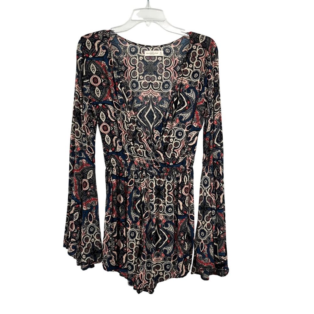 Abercrombie & Fitch Paisley Romper Juniors M Used Long Sleeve Flare